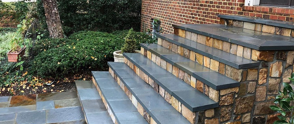 Custom outdoor steps for a home in Middleburg, PA.