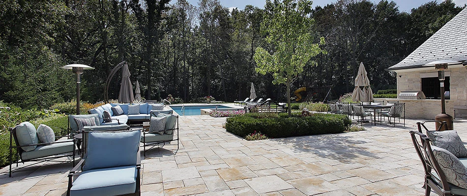 A pool deck connected with patio in Purcellville, VA.