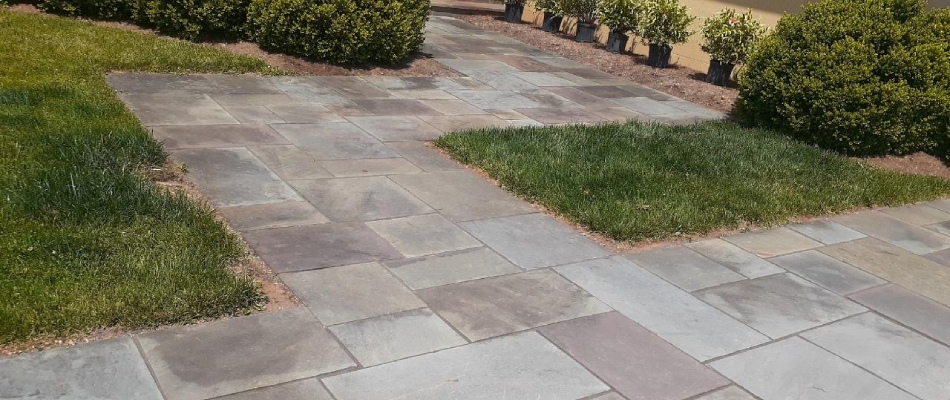 Stone pavers for walkway and patio deck in Leesburg, VA.