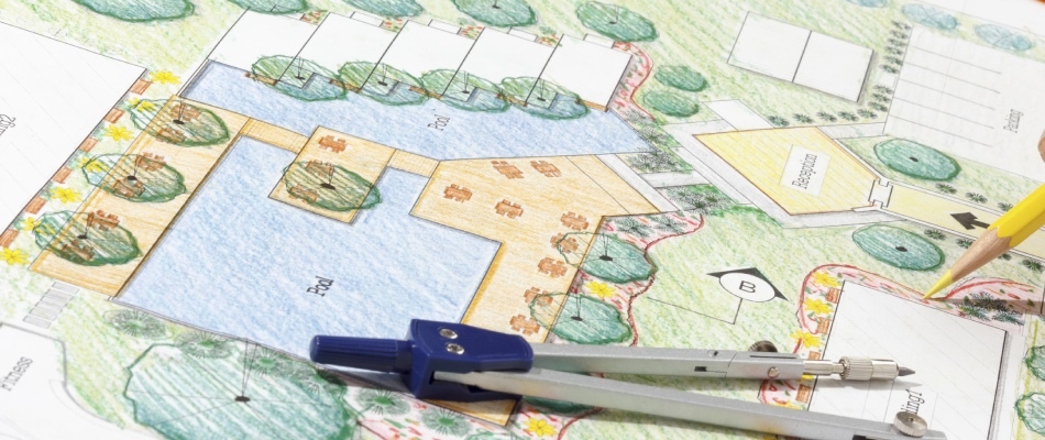 2D rendering design of pool landscaping in Warrenton, VA.